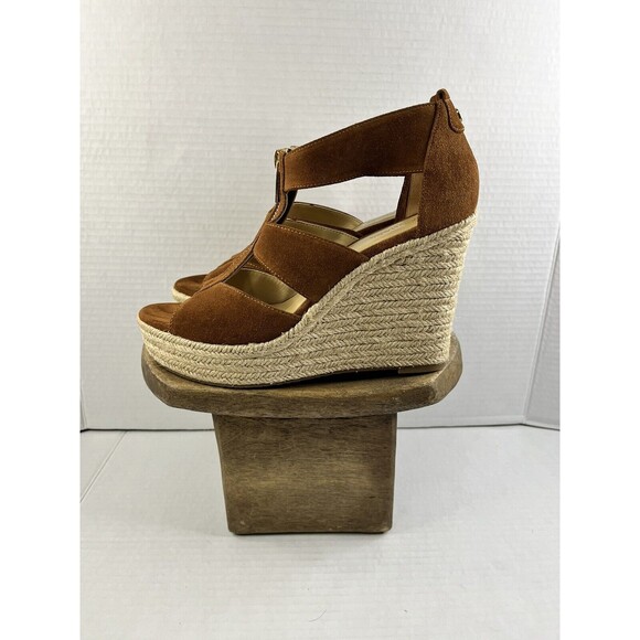 Michael Kors Damita Espadrille Wedge Sandal Platform Zip luggage Size 8M - Picture 1 of 12